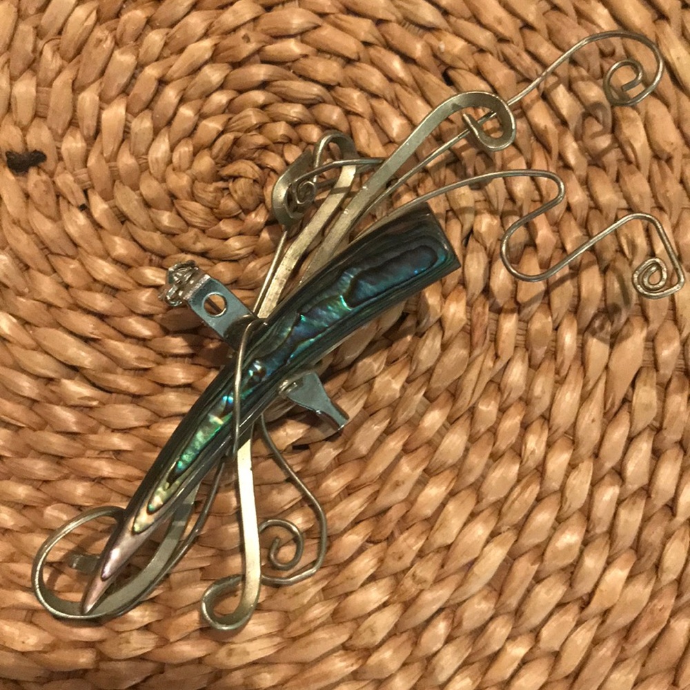 Turquoise Silver Statement Brooch - image 1